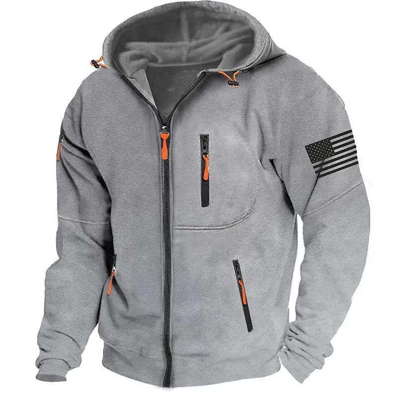 American Flag Men's Hoodie - Patriotic Tactical Outerwear for Every Day