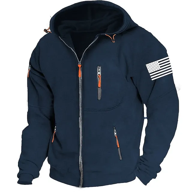 American Flag Men's Hoodie - Patriotic Tactical Outerwear for Every Day