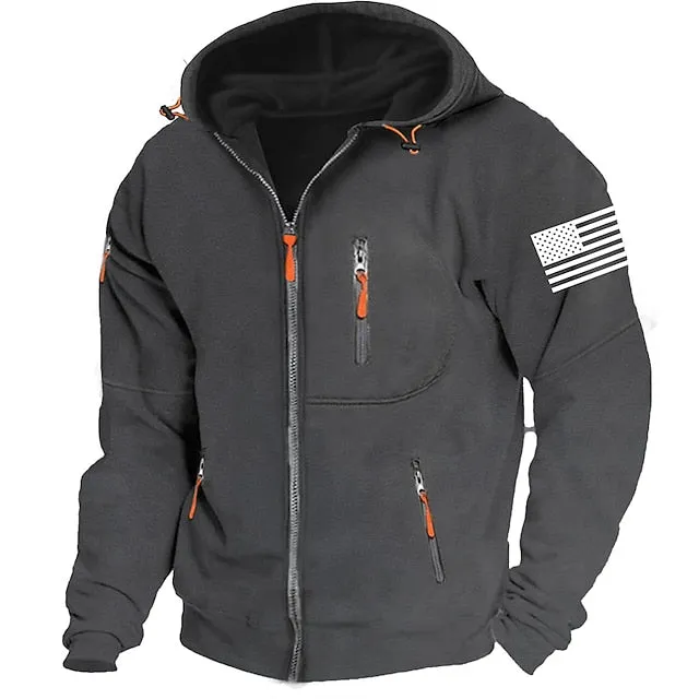 American Flag Men's Hoodie - Patriotic Tactical Outerwear for Every Day