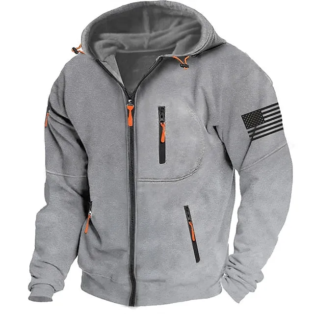 American Flag Men's Hoodie - Patriotic Tactical Outerwear for Every Day