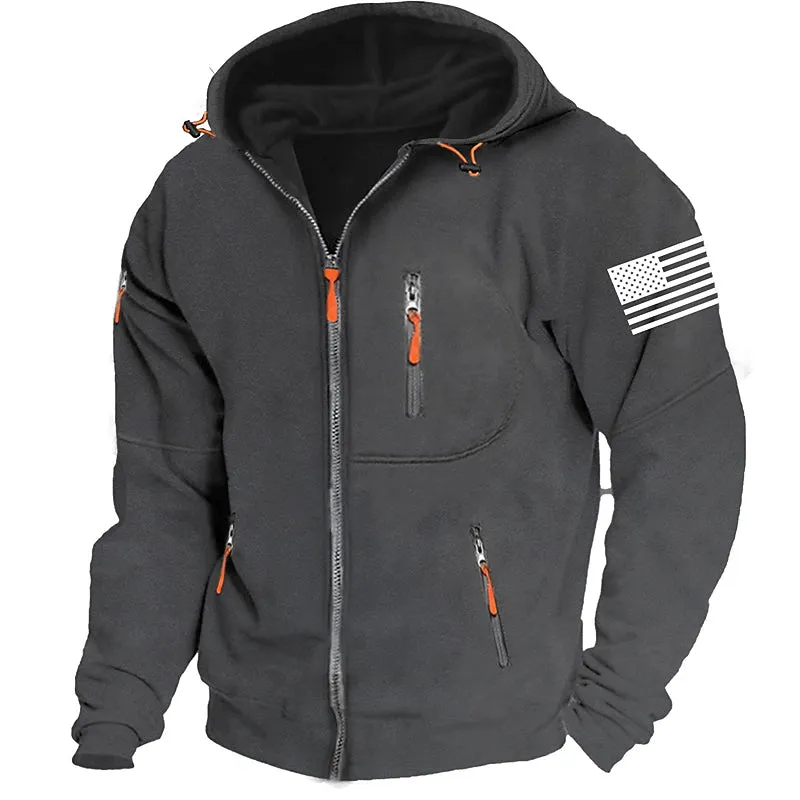 American Flag Men's Hoodie - Patriotic Tactical Outerwear for Every Day