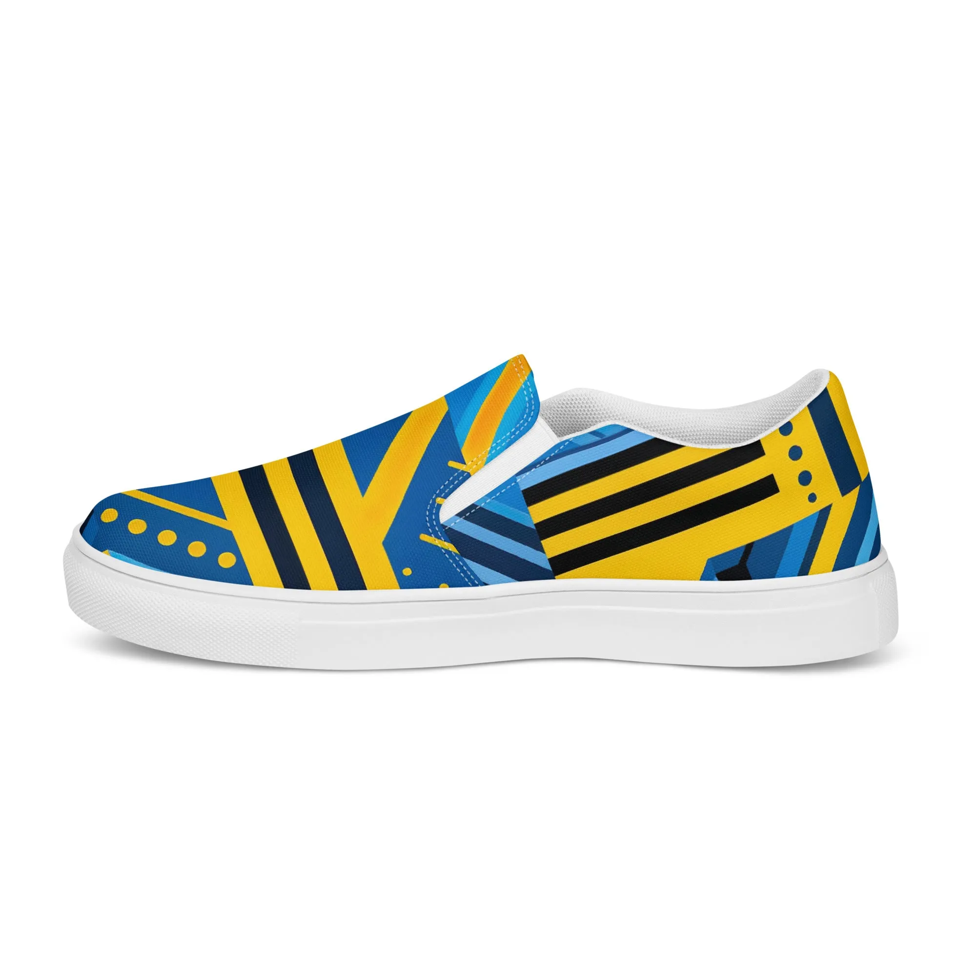 Blue Men’s Kente Slip-on Canvas Shoes