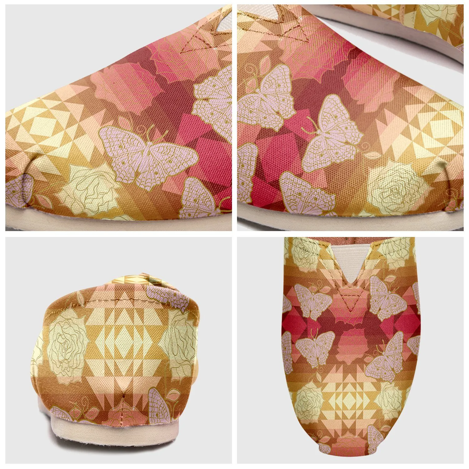 Butterfly and Roses on Geometric Slip On