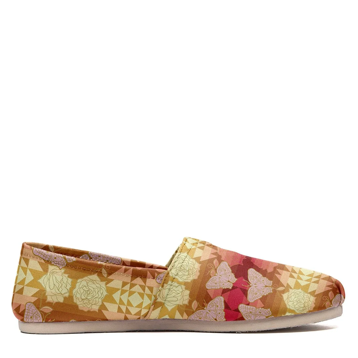 Butterfly and Roses on Geometric Slip On