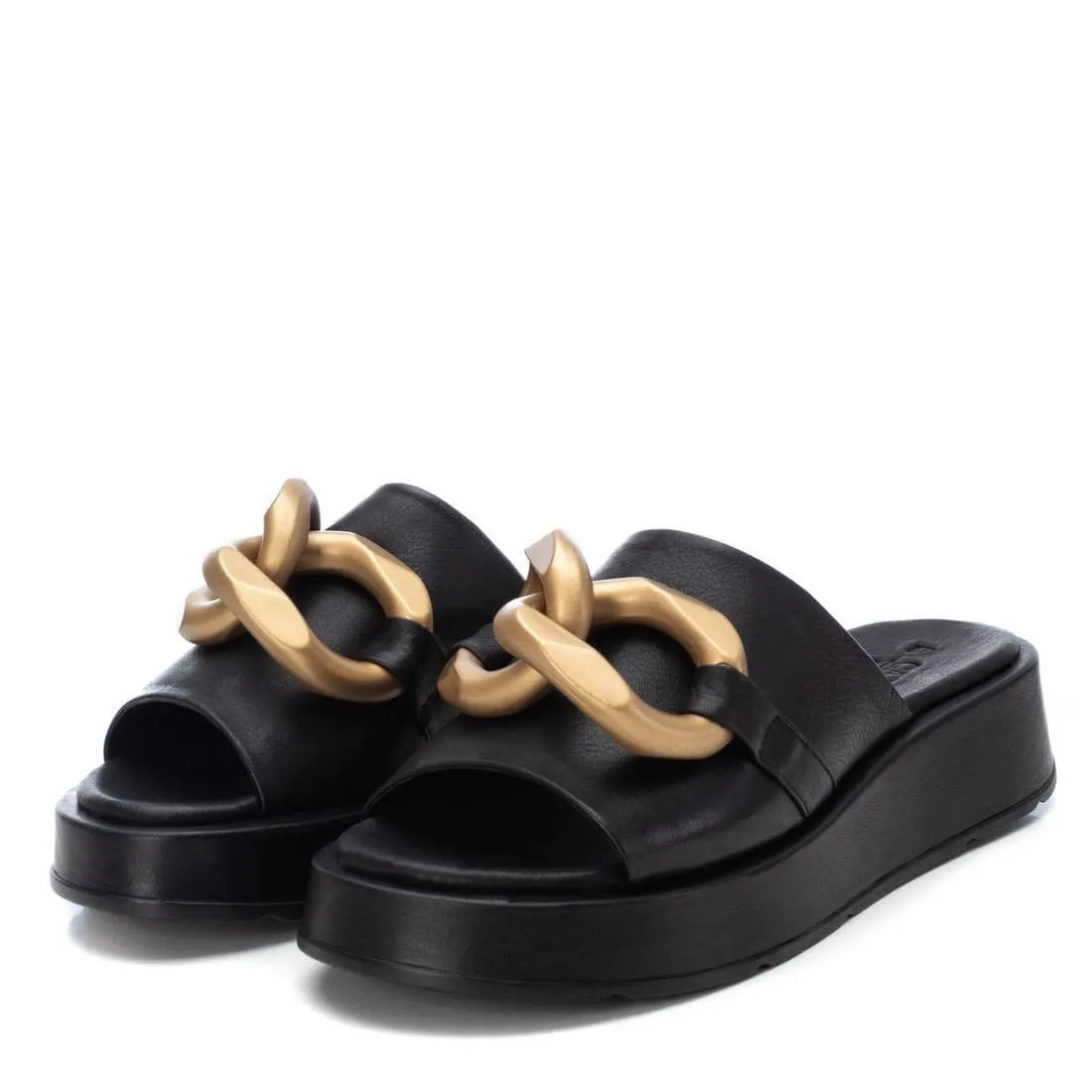 Carmela Black Leather Slip On Flat Mules