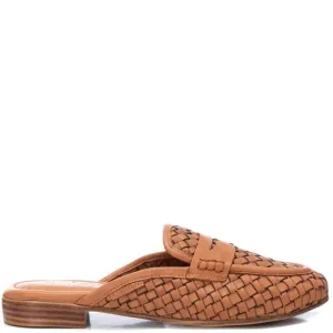 Carmela Tan Woven Leather Flat Slip On Mules