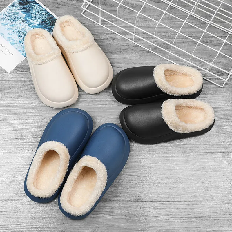 Cuzcare Waterproof Men Slippers Anti-slip Plush Home Footwear