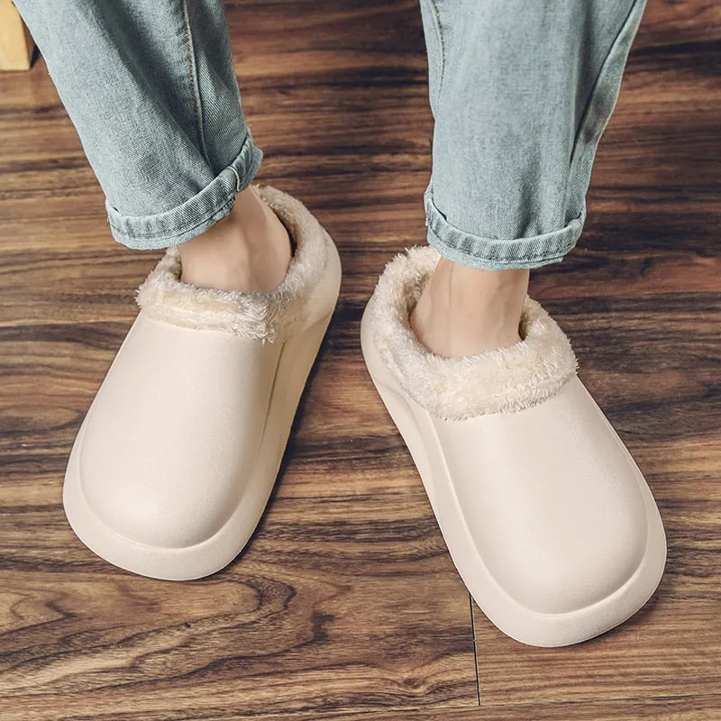 Cuzcare Waterproof Men Slippers Anti-slip Plush Home Footwear