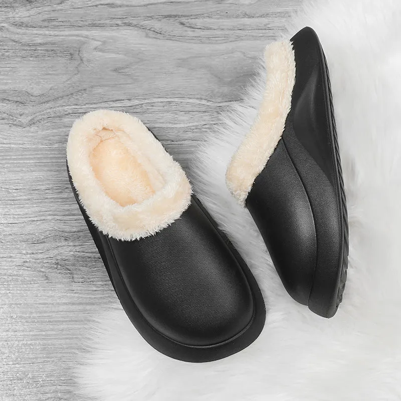 Cuzcare Waterproof Men Slippers Anti-slip Plush Home Footwear