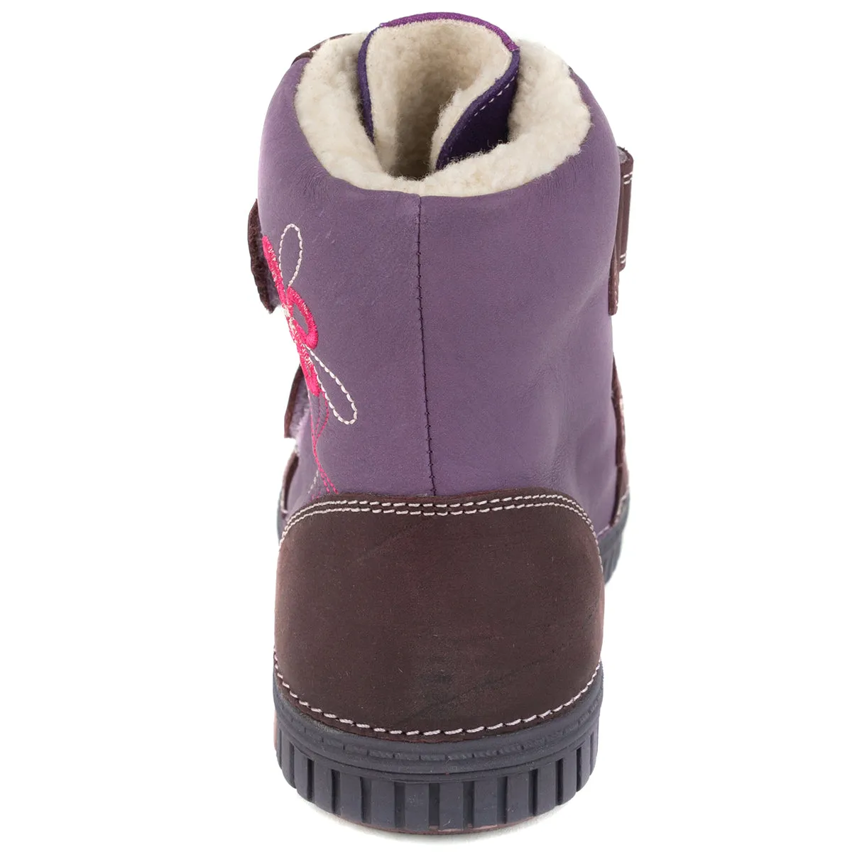 D.D. Step big kid girl shoes/winter boots with faux fur insulation violet and burgundy size US 13-4