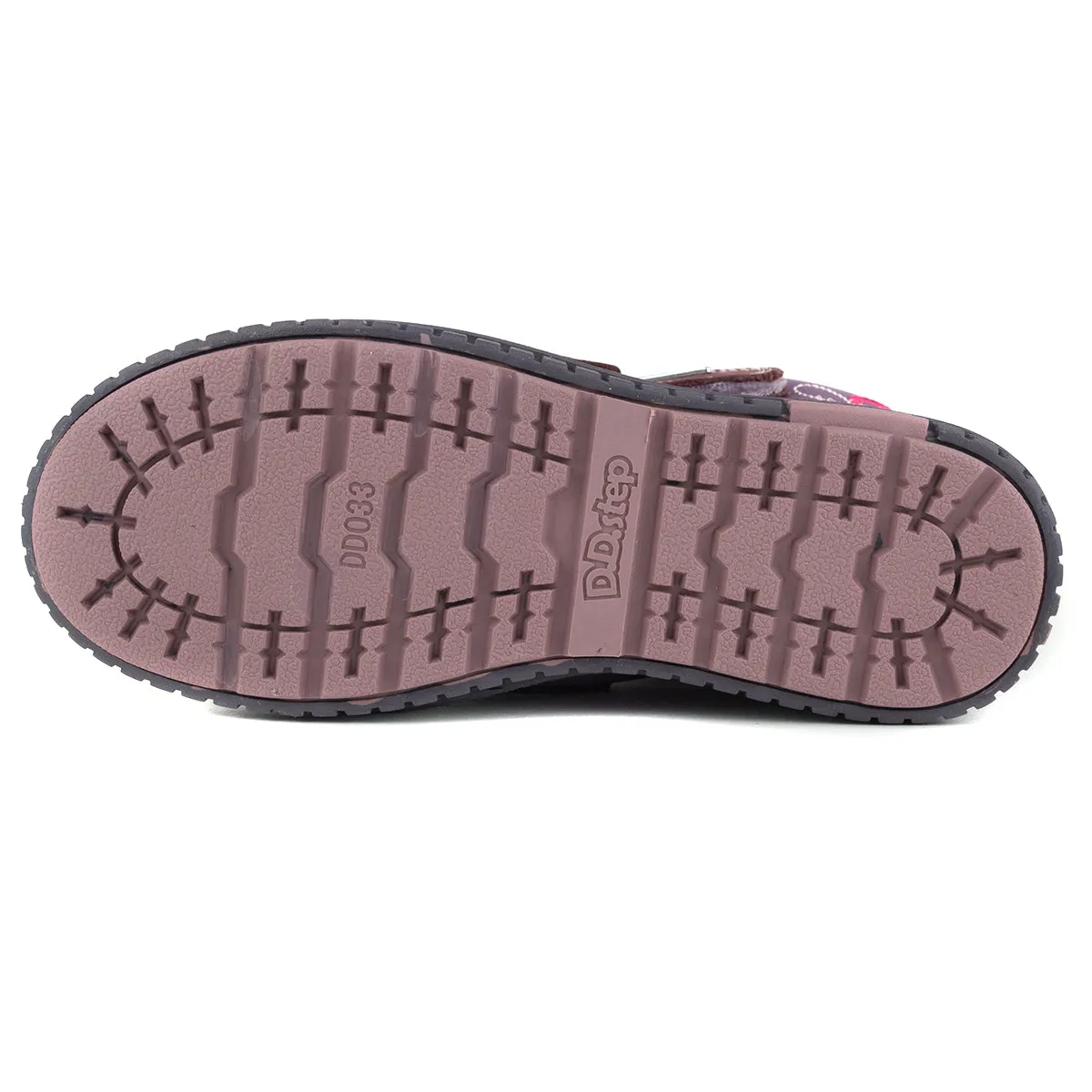 D.D. Step big kid girl shoes/winter boots with faux fur insulation violet and burgundy size US 13-4