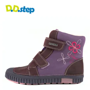 D.D. Step big kid girl shoes/winter boots with faux fur insulation violet and burgundy size US 13-4