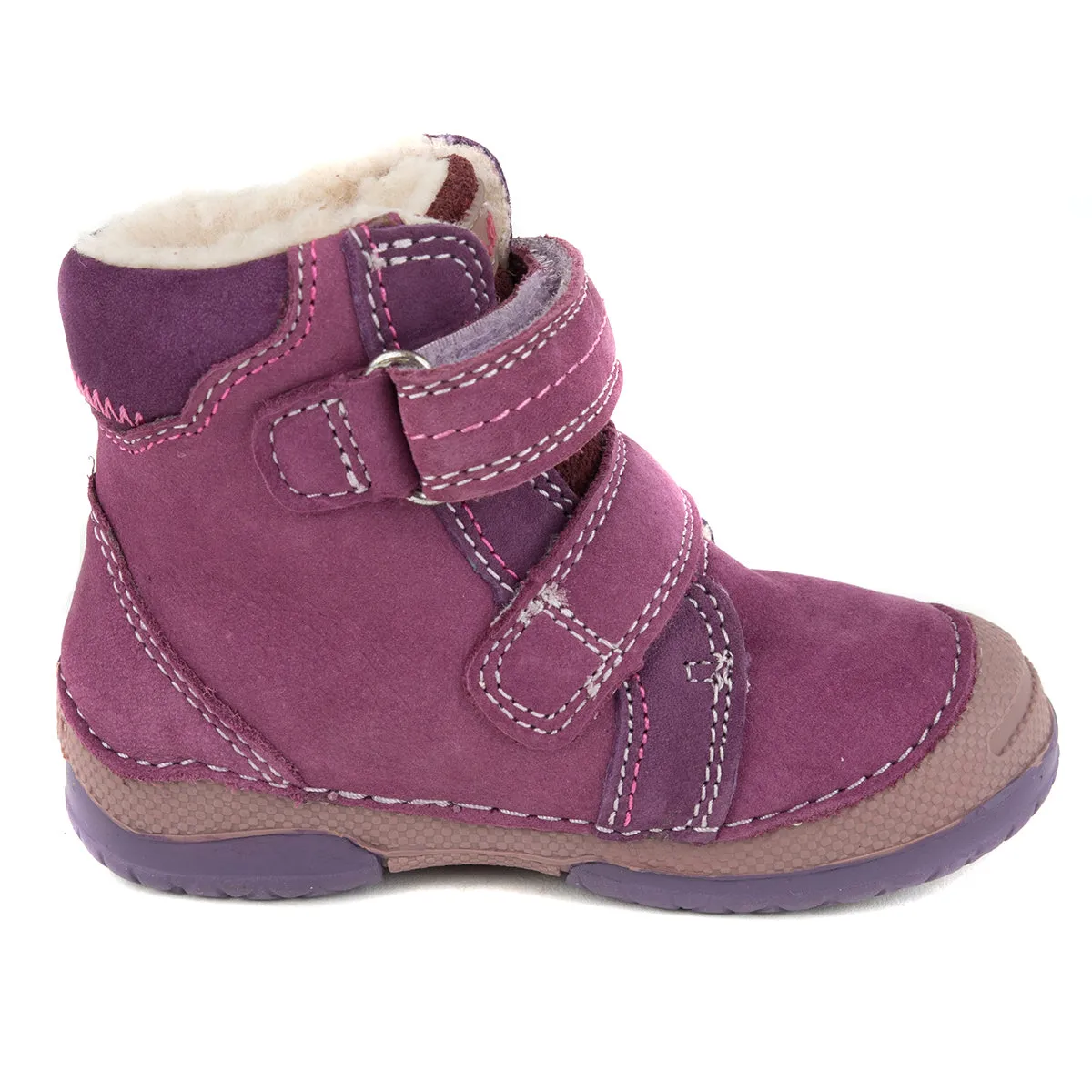 D.D. Step toddler girl shoes/winter boots with faux fur insulation violet with double velcro size US 4-8
