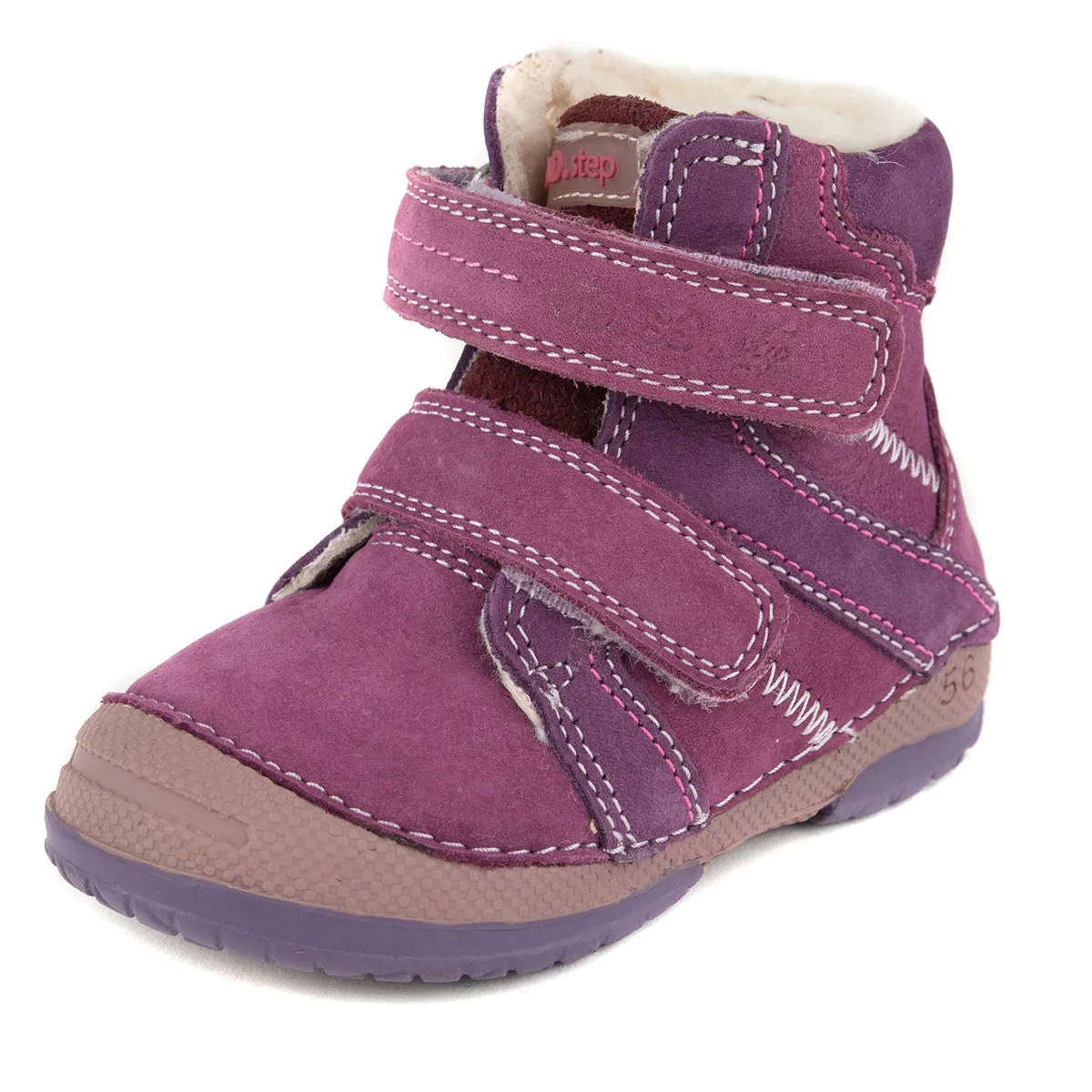 D.D. Step toddler girl shoes/winter boots with faux fur insulation violet with double velcro size US 4-8
