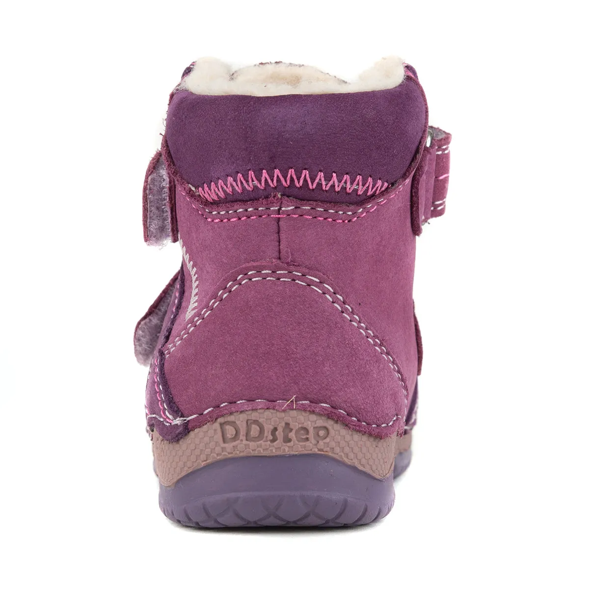 D.D. Step toddler girl shoes/winter boots with faux fur insulation violet with double velcro size US 4-8