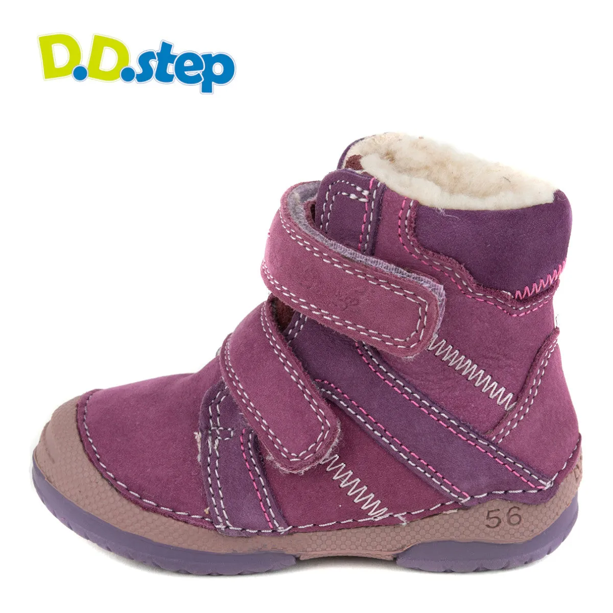 D.D. Step toddler girl shoes/winter boots with faux fur insulation violet with double velcro size US 4-8