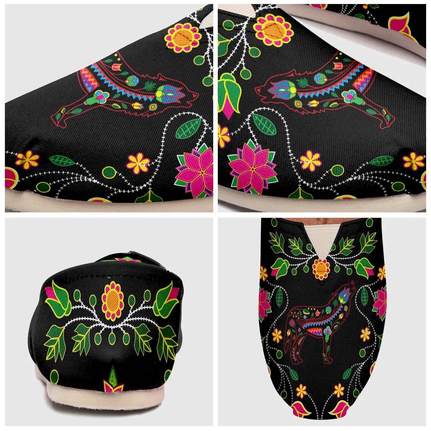 Floral Wolf Slip On