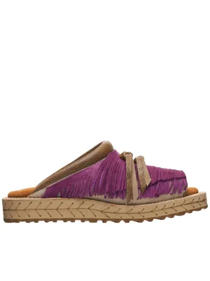 Fringed Leather Slides (K2204XG522-PUR-PURPLE)
