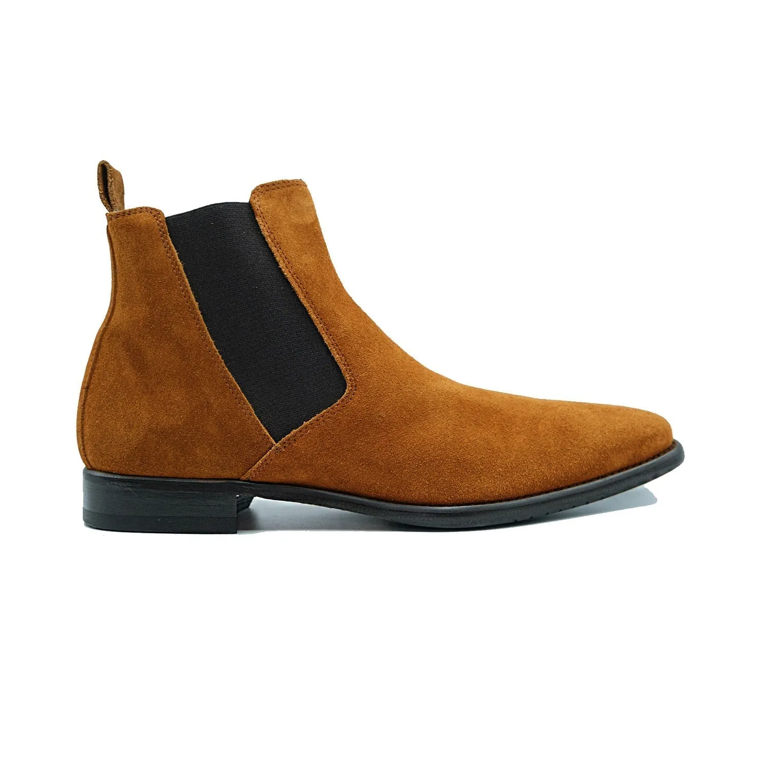 Giovacchini Milano Men's Shoes Cognac Suede Leather Chealsea Boots (GVCN1007)