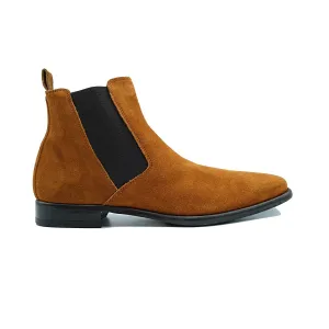 Giovacchini Milano Men's Shoes Cognac Suede Leather Chealsea Boots (GVCN1007)