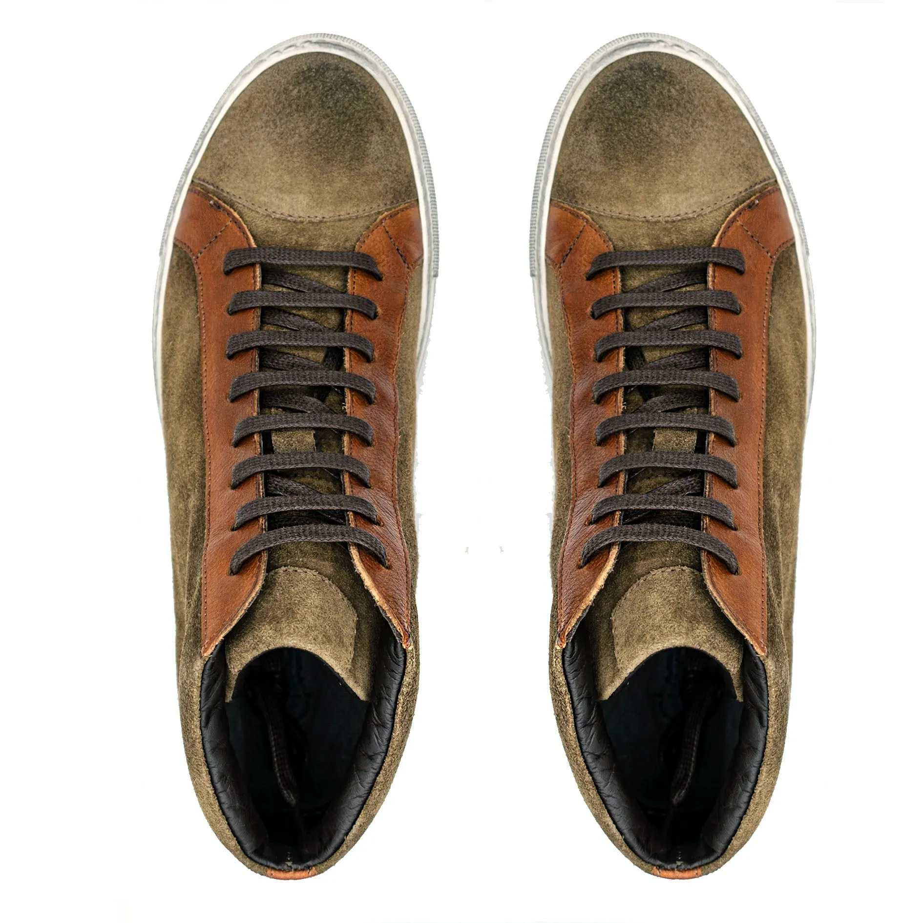 Giovacchini Ruben Men's Shoes Antique Cognac Suede / Calf-Skin Leather High-Top Sneakers (GVCN1002)