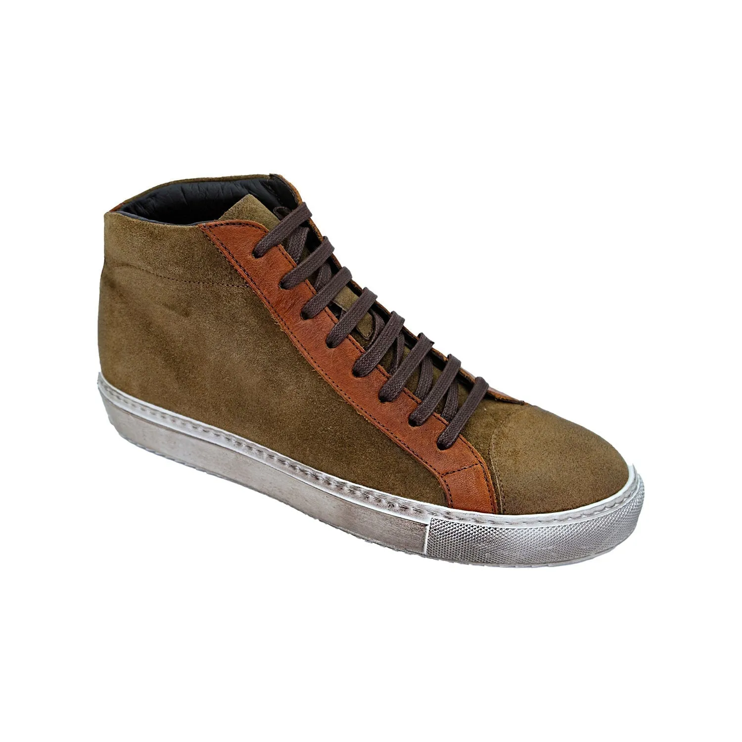 Giovacchini Ruben Men's Shoes Antique Cognac Suede / Calf-Skin Leather High-Top Sneakers (GVCN1002)
