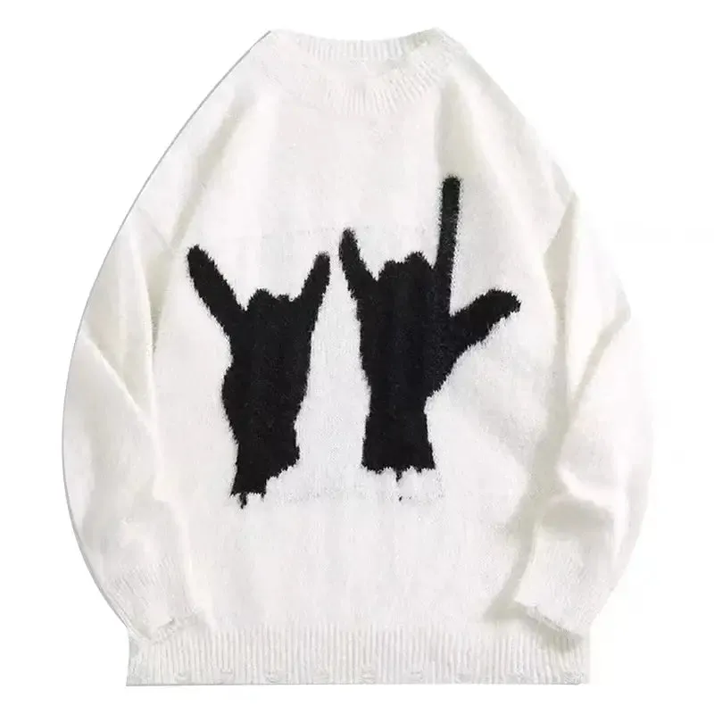 Graphic Hands Harajuku Hip-Hop Knited Sweater