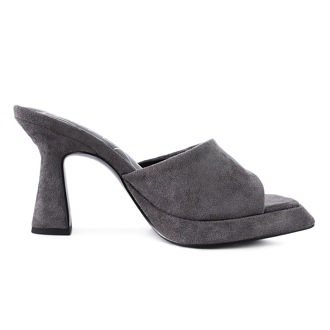 Grey Mid Heel Classic Sandals