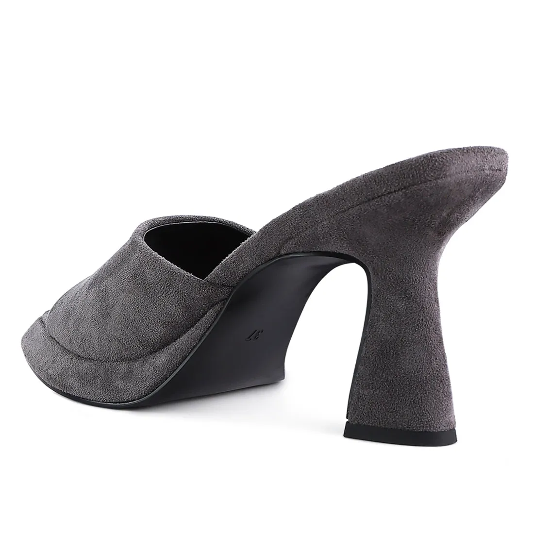 Grey Mid Heel Classic Sandals