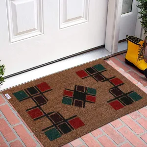 Heart Home Door Mat|Polyethylene Durable & Anti-Slip Natural Block Print Floor Mat|Rug for Indoor or Outdoor, 30x20 Inch (Brown)