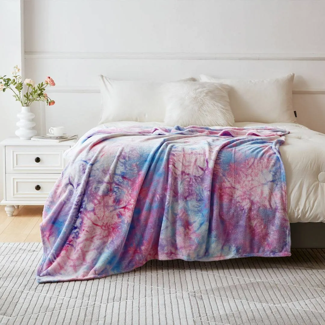 Heatwarm  2℃ Tie-dye Super Soft Flannel Blankets - Rainbow Purple (3 SIZE)