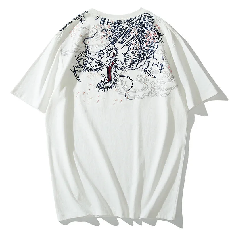 Japanese Dragon Print Graphic T-Shirt