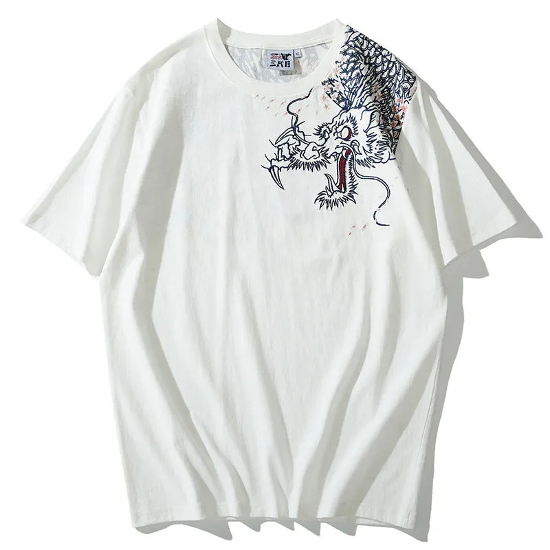 Japanese Dragon Print Graphic T-Shirt