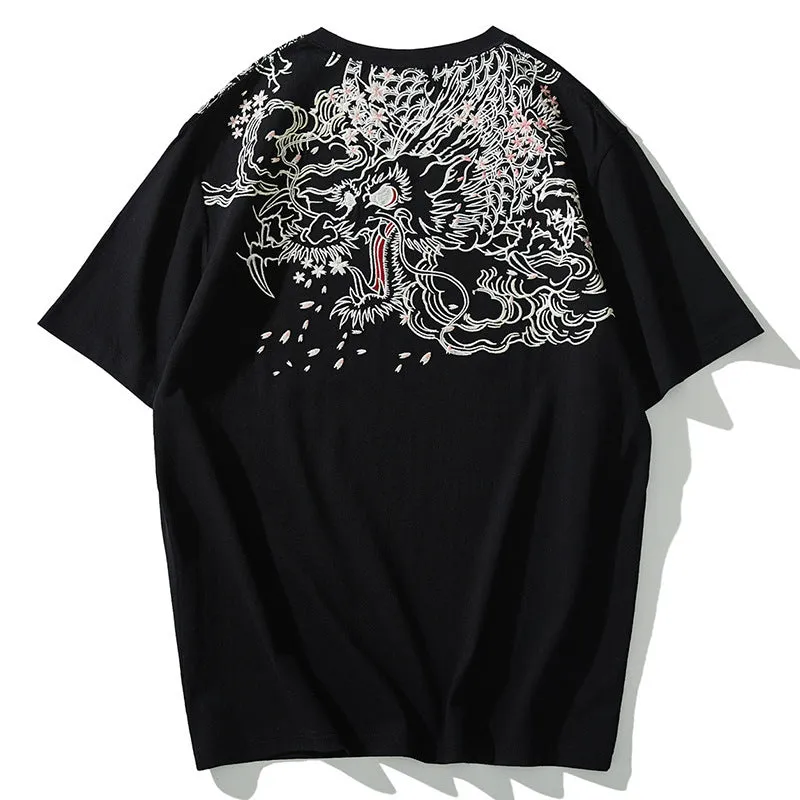 Japanese Dragon Print Graphic T-Shirt