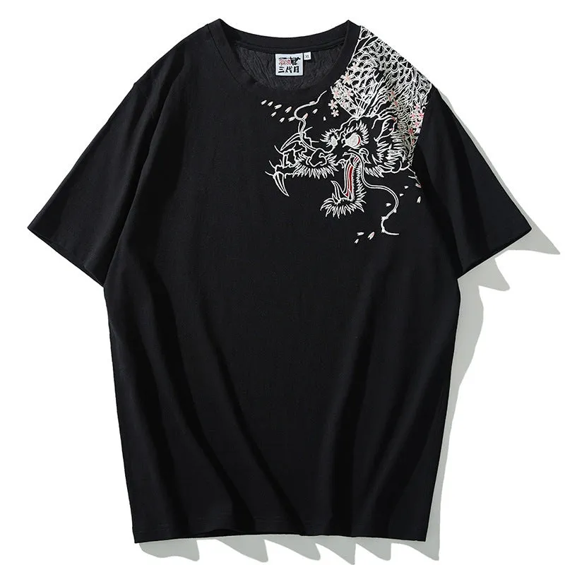 Japanese Dragon Print Graphic T-Shirt