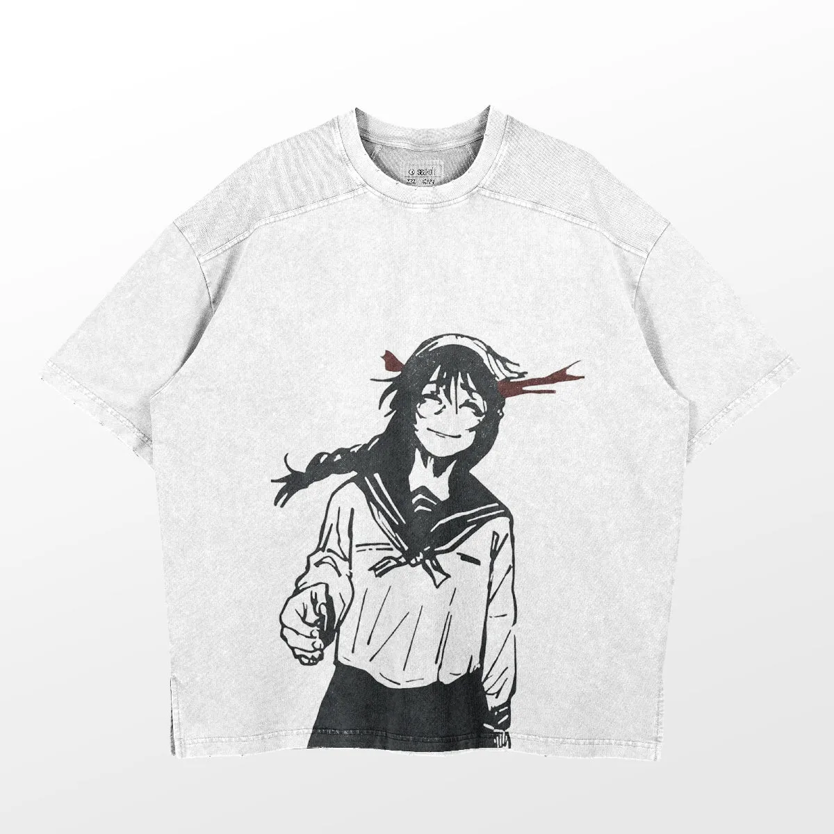 Jujutsu Kaisen Riko Amanai Vintage Oversized T-Shirt – White Distressed Anime Streetwear