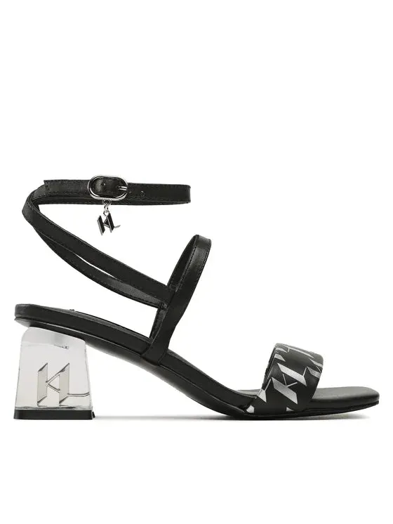 KARL LAGERFELD ICE BLOK HEELS  IN SILVER