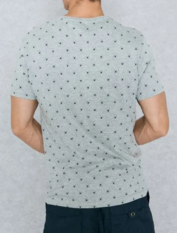 Militant Spider Print Crew Neck T-Shirt in Grey