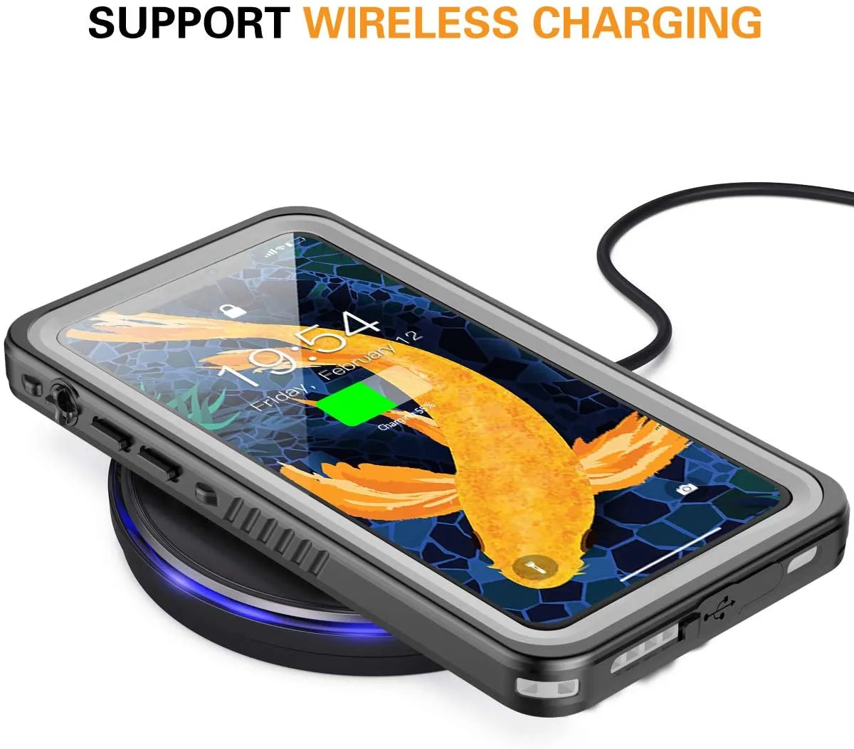 OAKTREE ShockProof WaterProof Full-Body Case for iPhone X/XS - Black/Clear Back