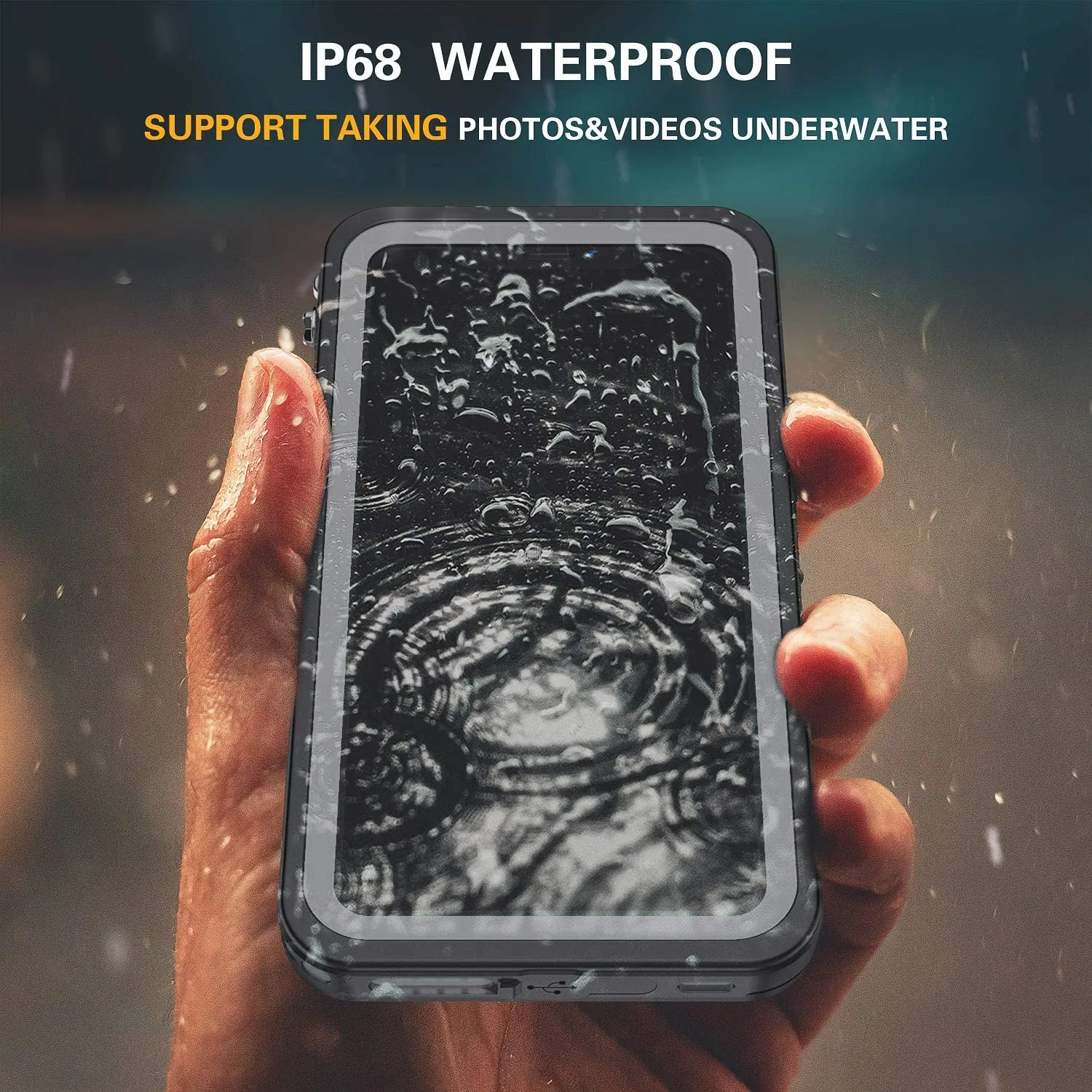 OAKTREE ShockProof WaterProof Full-Body Case for iPhone X/XS - Black/Clear Back