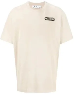 Off-White Warrior Logo Print Oversized Dark Sand T-Shirt
