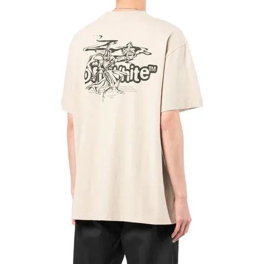 Off-White Warrior Logo Print Oversized Dark Sand T-Shirt