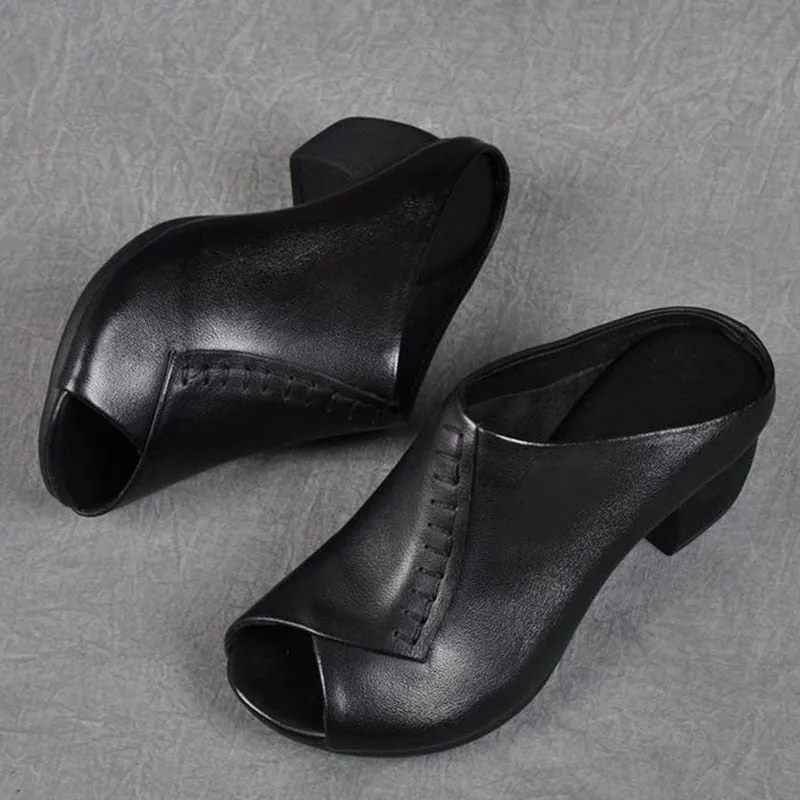 Purpdrank - Women Sandals 2023 Elegant Women Heels Sandals Medium Heel Zapatos Mujer Summer Sandals Women Mules Ladies Shoes Summer Footwear