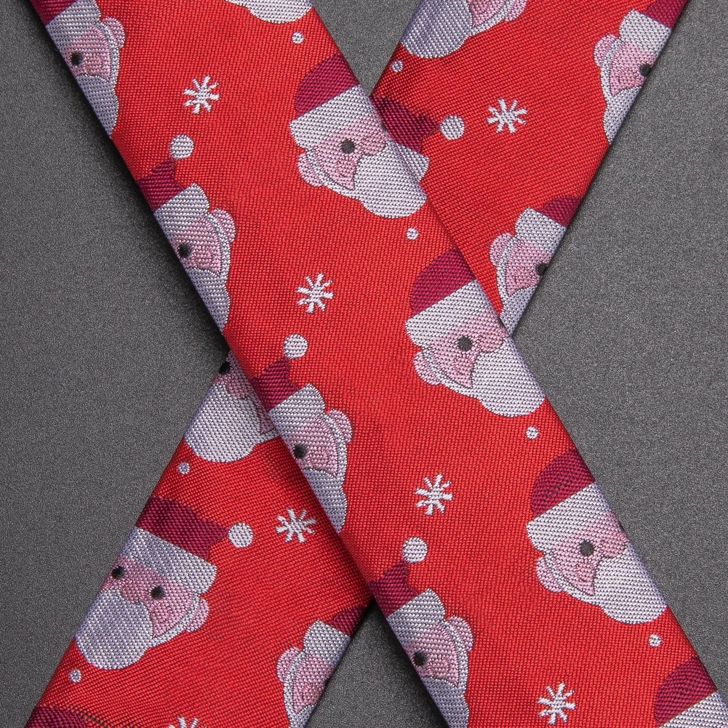 Red Christmas Snowman Suspender Bowtie Hanky Cufflinks Set