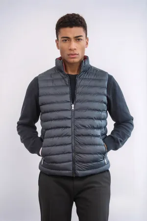 Reversible Quilted Standing Collar Black Men Down Vest - Wessi