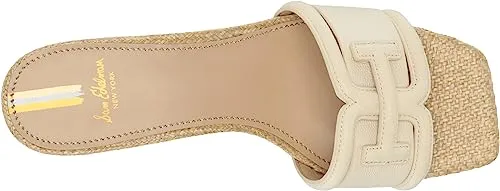 Sam Edelman Waylon Modern Ivory Slip On Squared Open Toe Low Block Heel Sandals
