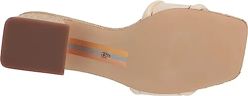 Sam Edelman Waylon Modern Ivory Slip On Squared Open Toe Low Block Heel Sandals