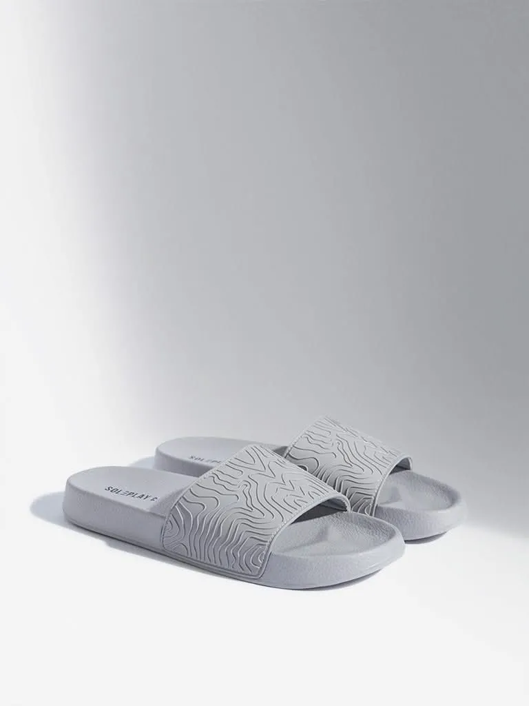 SOLEPLAY Grey Wave-Textured Slides