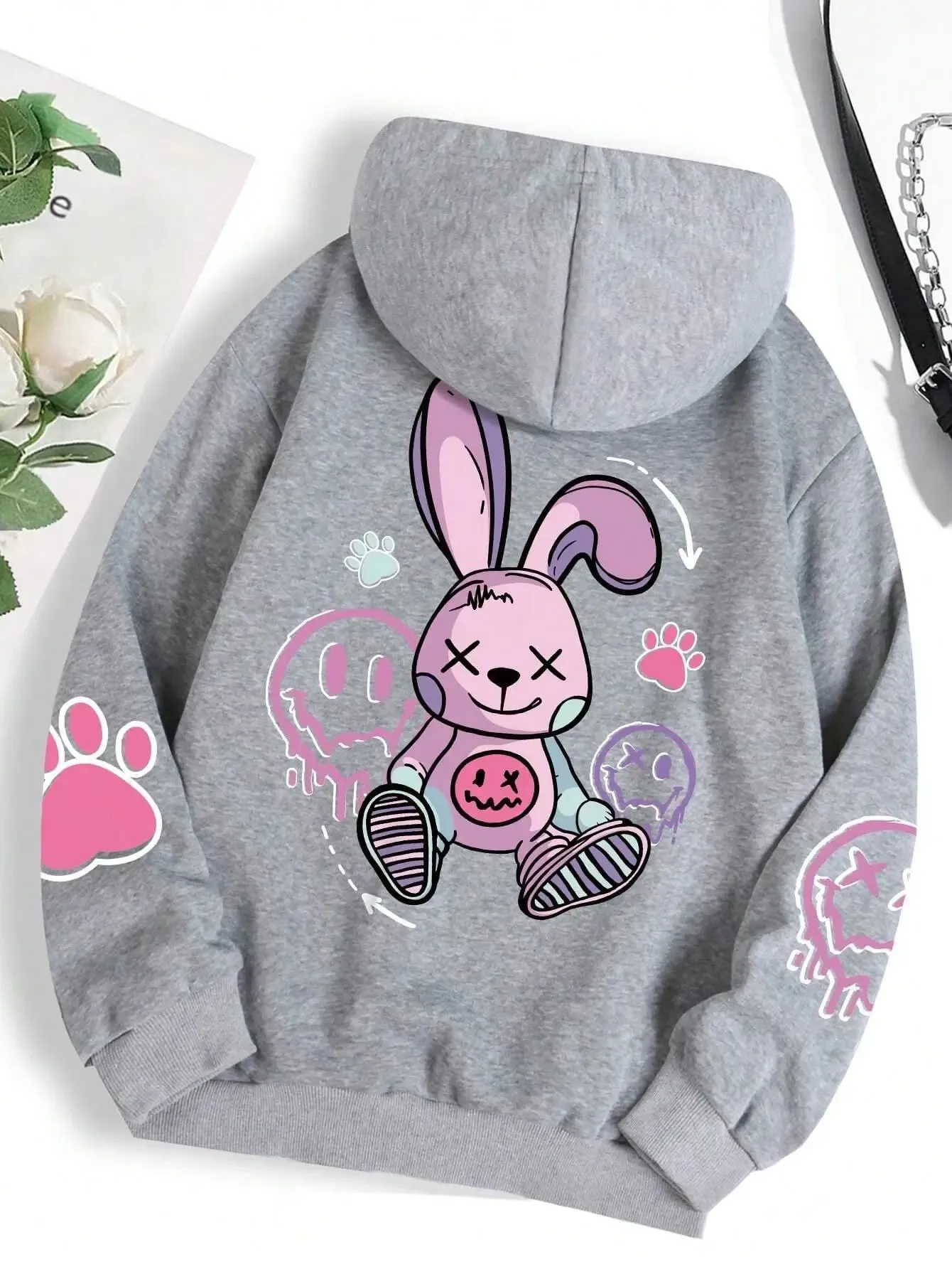Street Casual Printed Female Hoodie