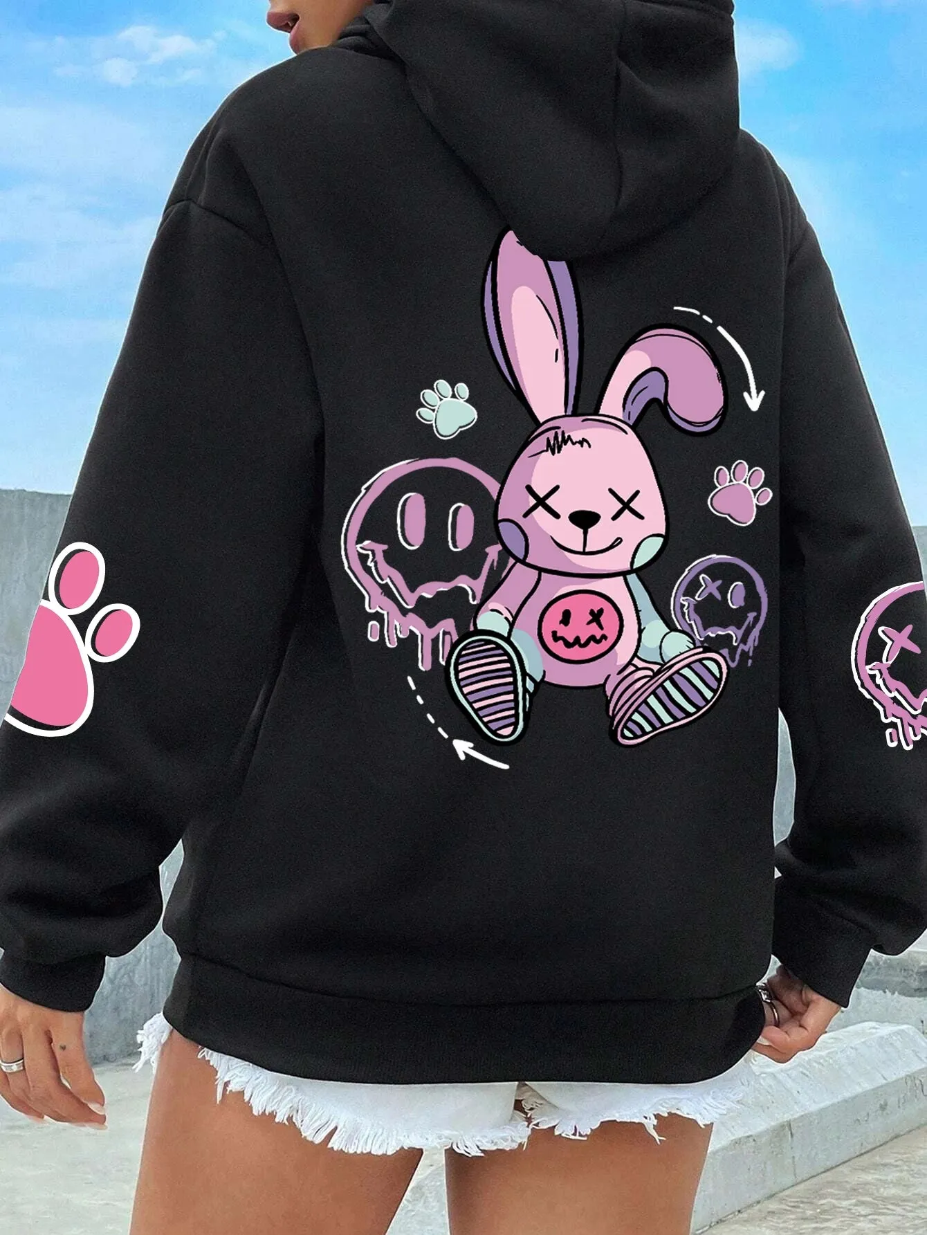 Street Casual Printed Female Hoodie
